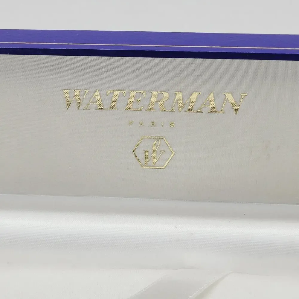 Waterman Paris Black Marble & Gold Trimmed Twist Ballpoint Pen Blue Case LFB